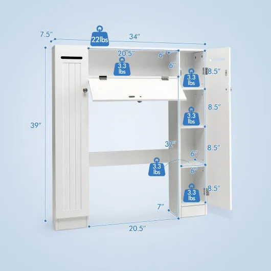 2-Door Freestanding Toilet Sorage Cabinet with Adjustable Shelves and Toilet Paper Holders