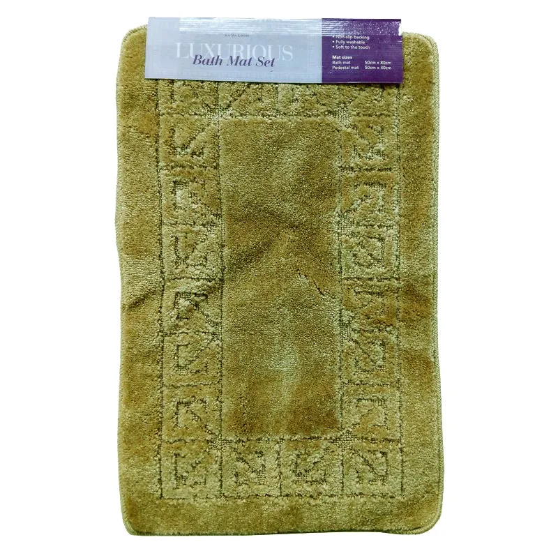 2x Bath Mat Set - Green