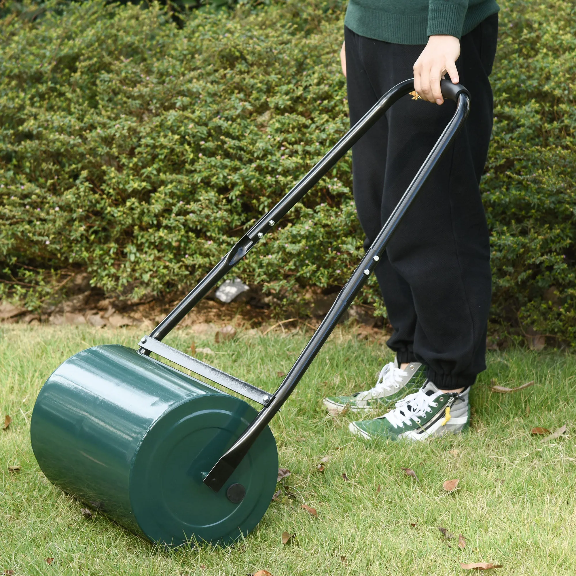 30cm Metal Water/Sand Filled Heavy Duty Garden Lawn Roller Green