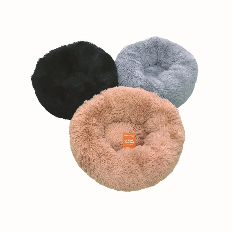 80x26 Black Fluffy Donut Pet Bed