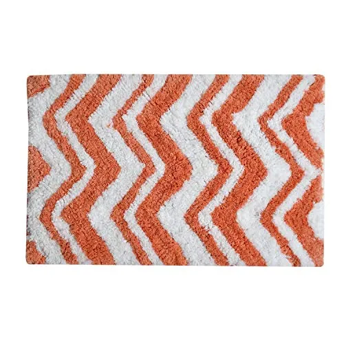 AEROHAVEN™ Glorious Super Soft Microfiber Chevron Designer Anti Slip Bathmat - BM21 - (40 cm x 60 cm, Peach)