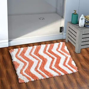 AEROHAVEN™ Glorious Super Soft Microfiber Chevron Designer Anti Slip Bathmat - BM21 - (40 cm x 60 cm, Peach)