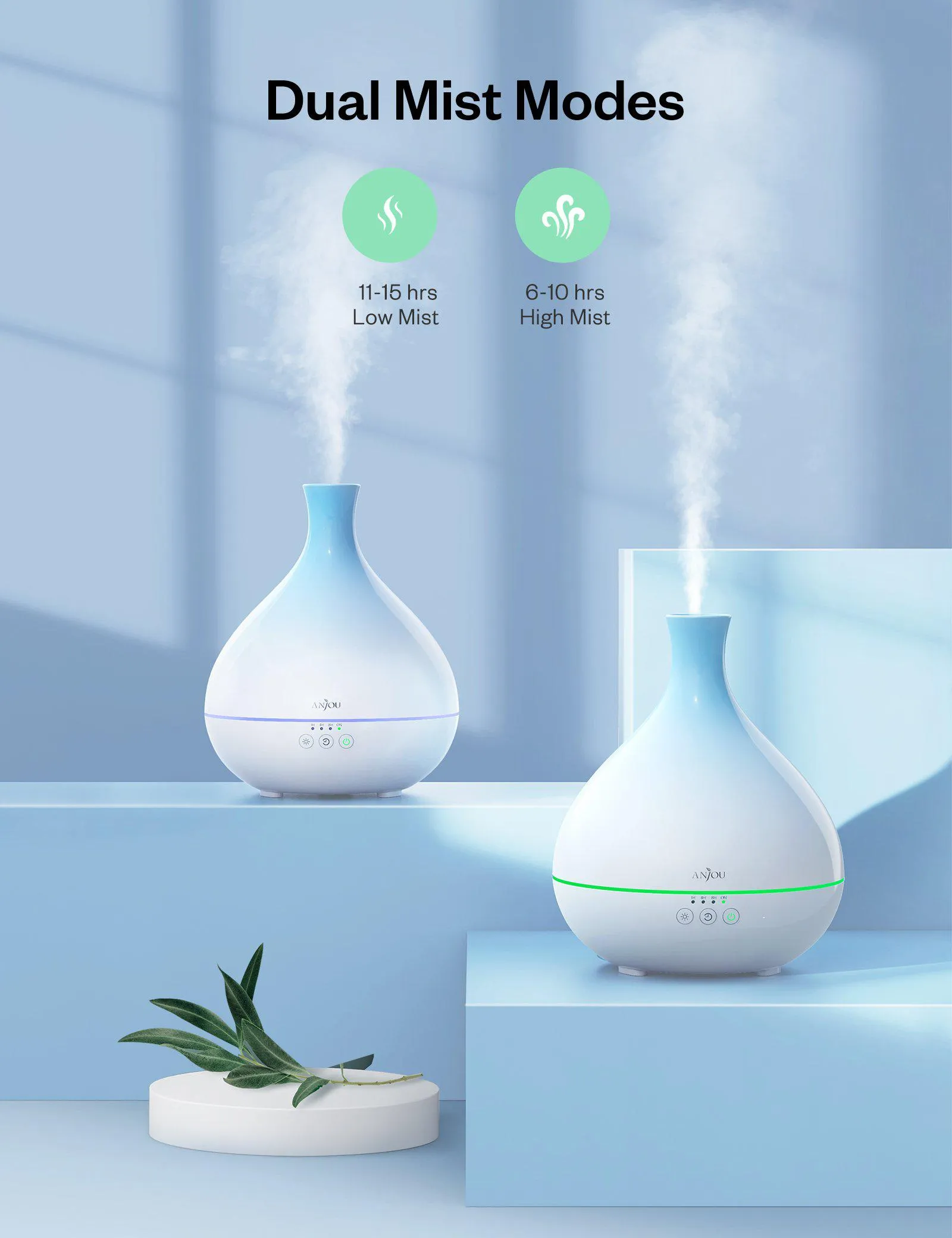 Anjou Essential Oil Diffuser AD012,500ml Cool Mist Humidifier,One Fill for 12hrs Consistent Scent & Aromatherapy