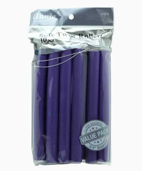 Annie Soft Twist Rollers 3/4" Purple Value Pack 10 Pcs 1254