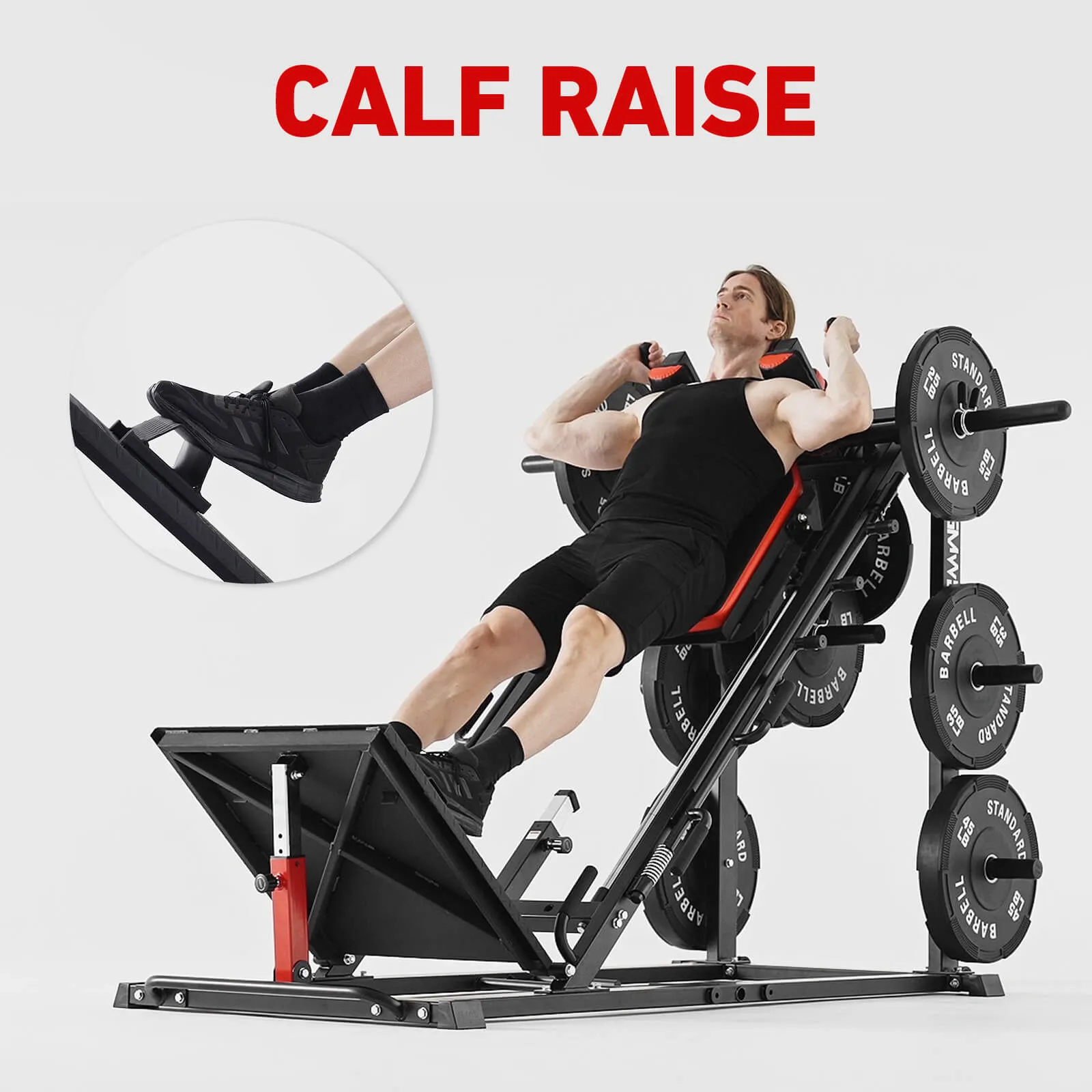 Arete™ 3-In-1 Leg Press Hack Squat Machine With Calf Block