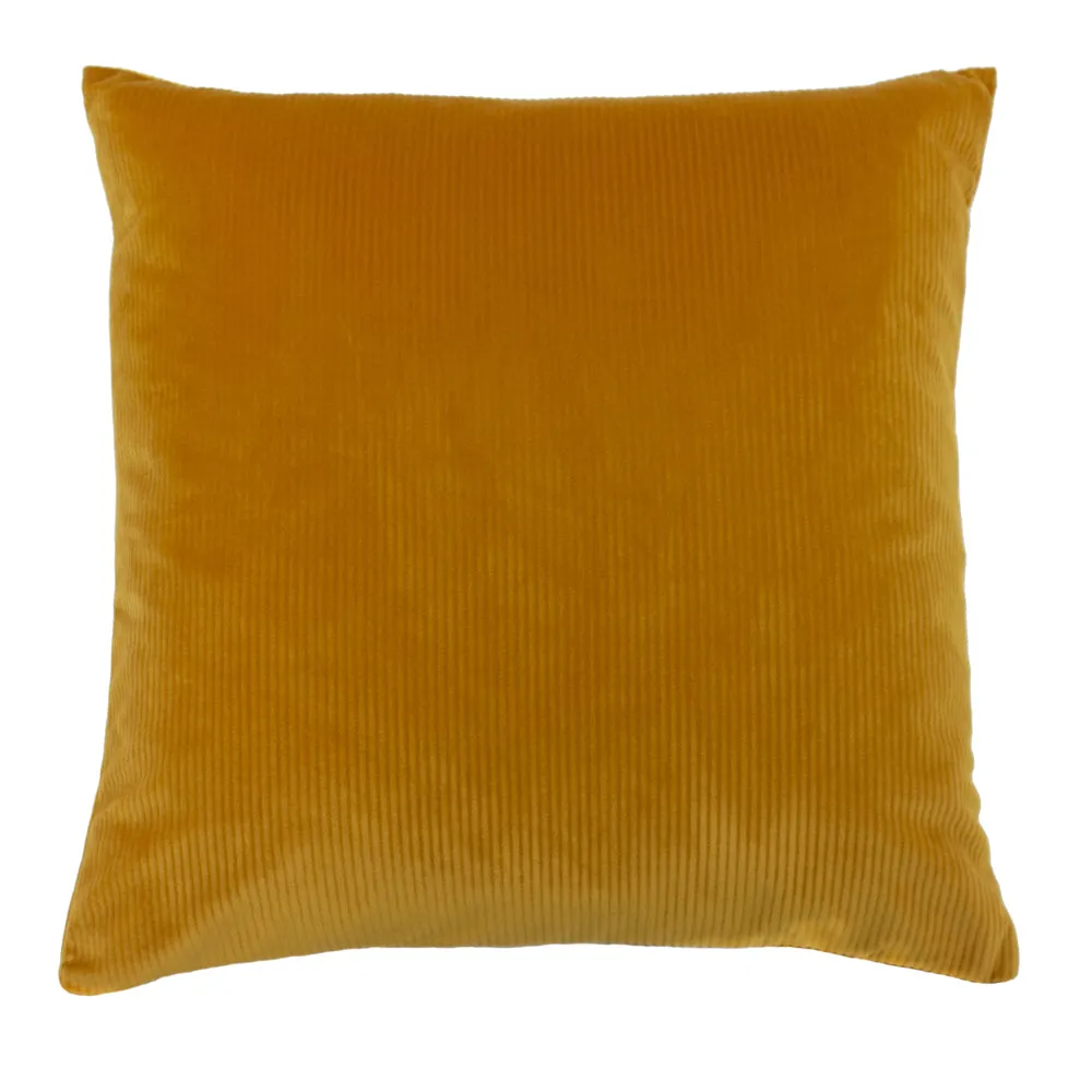 Aurora Ribbed Velvet Cushion Ochre Yellow