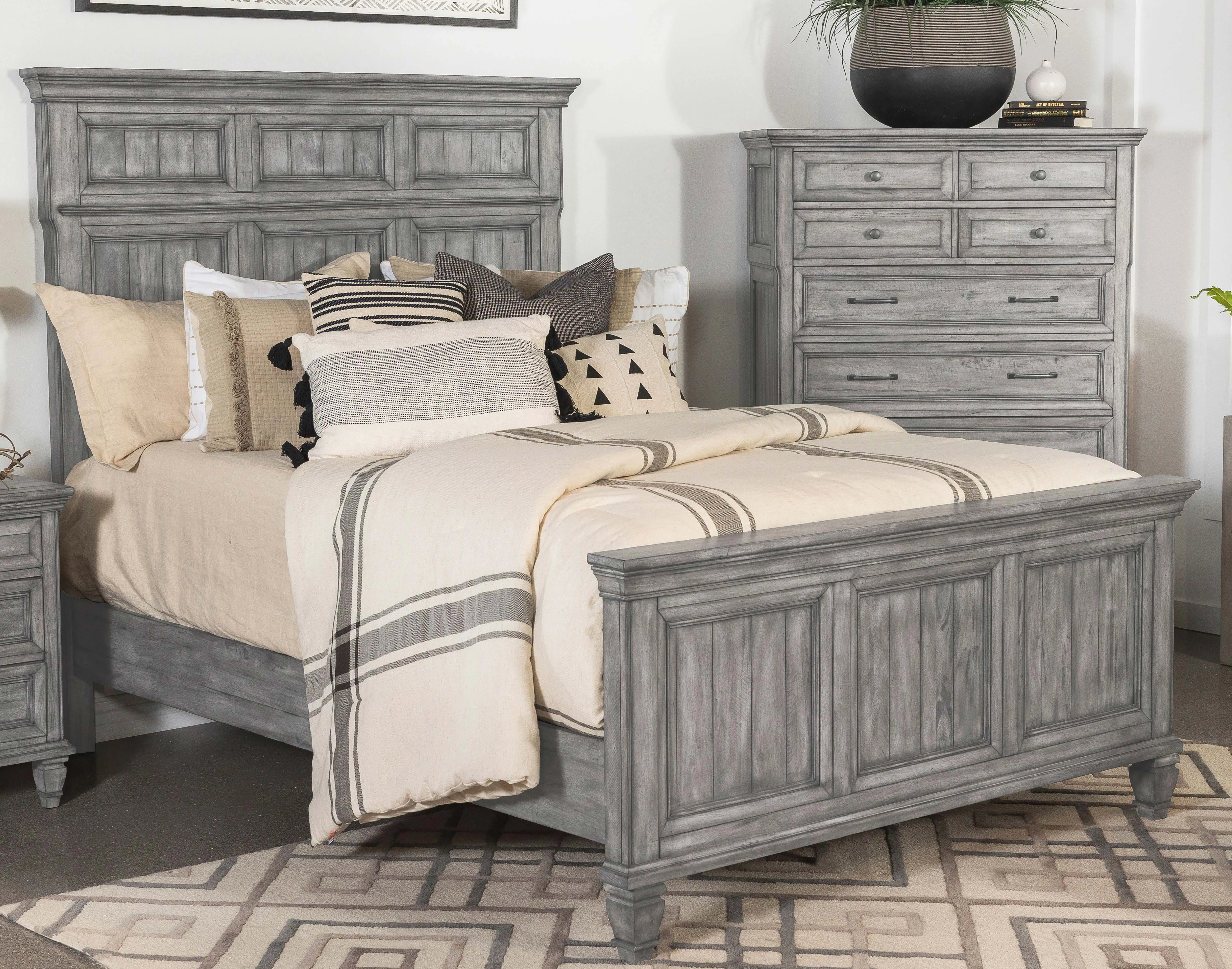 Avenue Panel Bed Grey - Stylish Upholstered Bed