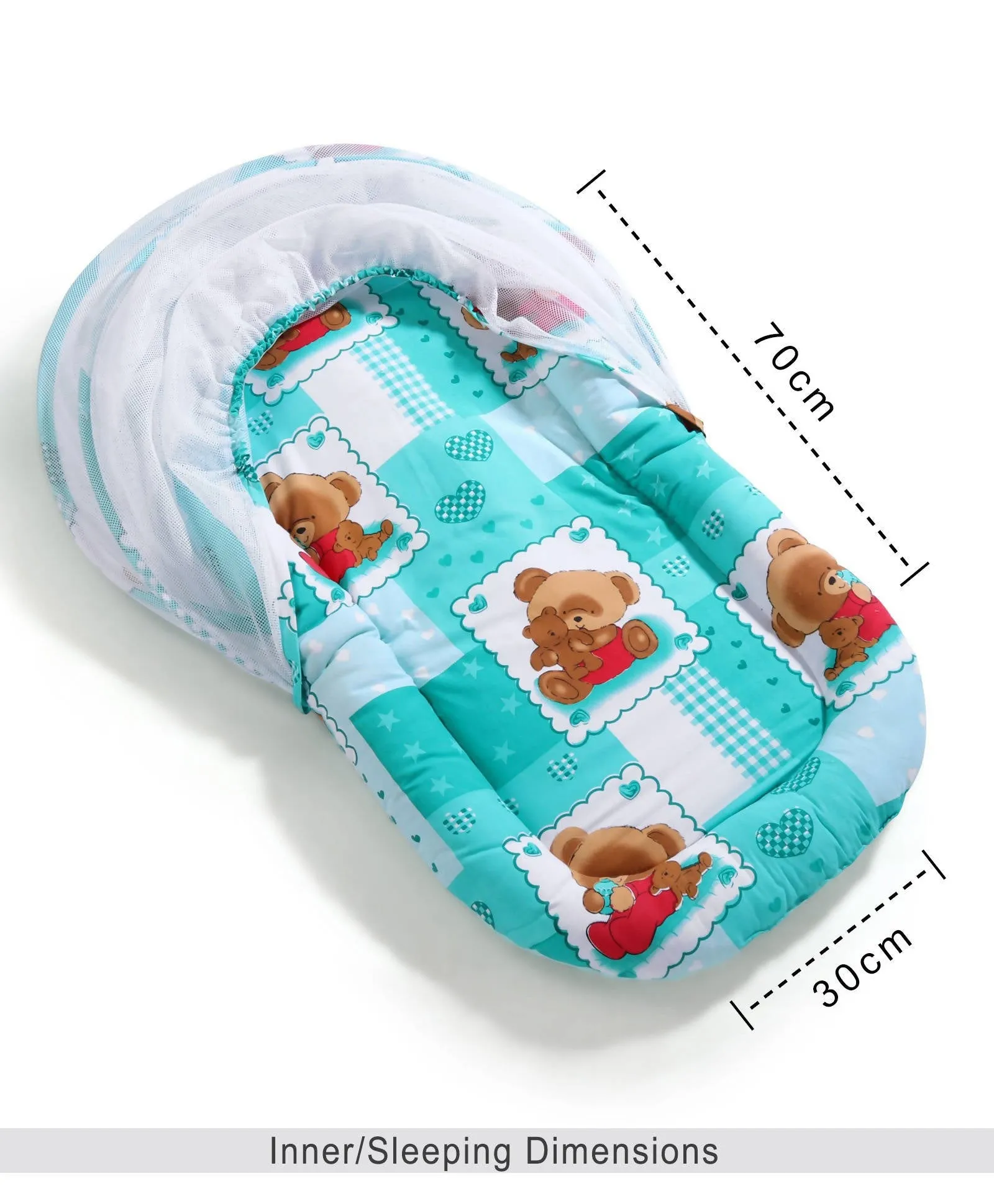 BABYHUG Teddy Print Baby Jumbo Bedding Set With Mosquito Net - Green