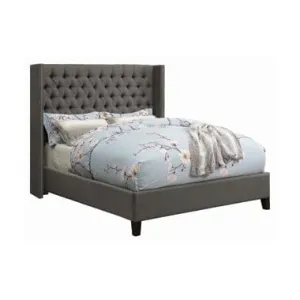 Bancroft Demi-Wing Upholstered Eastern King Bed Grey - 301405KE