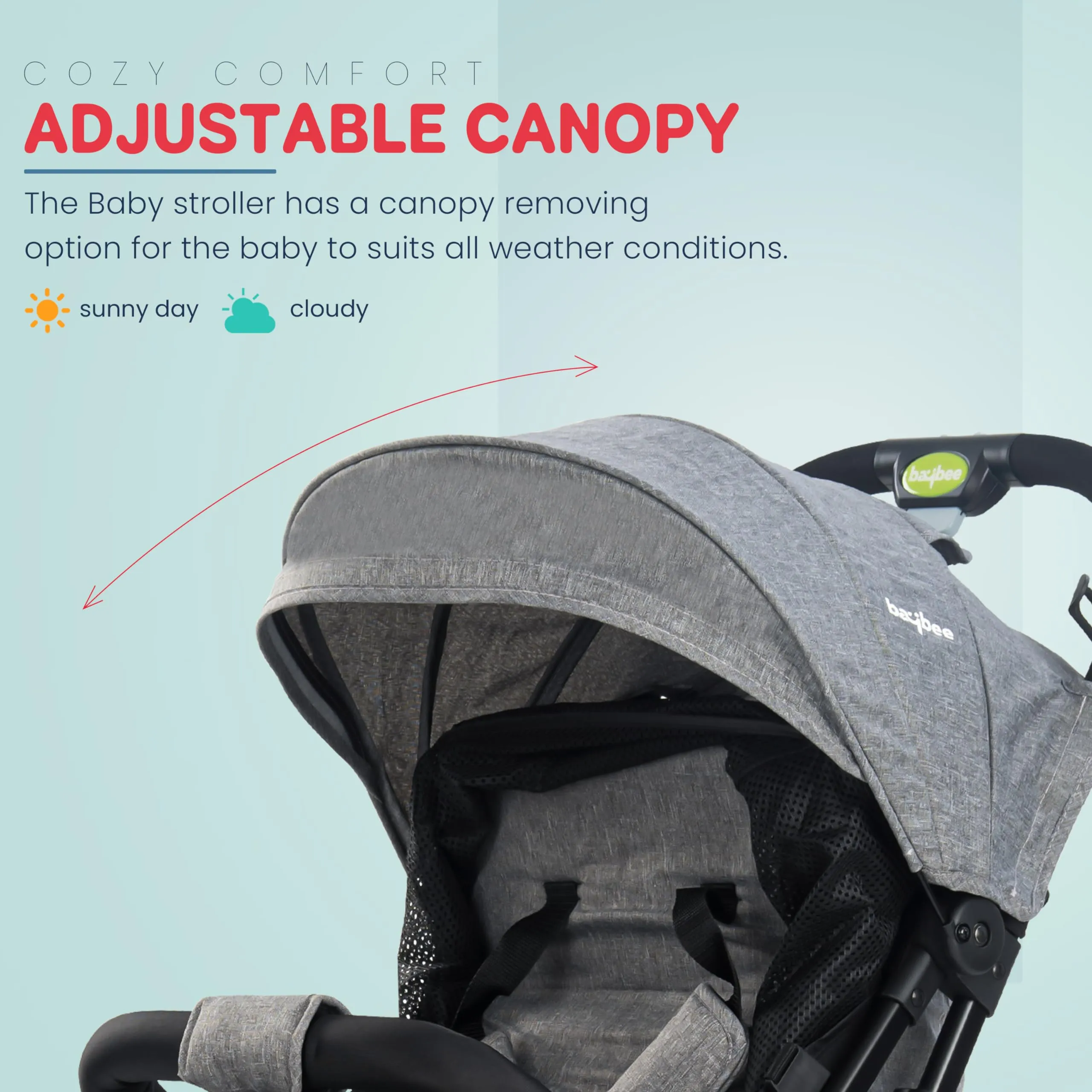 Baybee Infant Baby Pram Stroller for Newborn Babies with Metal Frame, 3-Position Adjustable Seat & Canopy, Bassinet, Parent Handle Bar