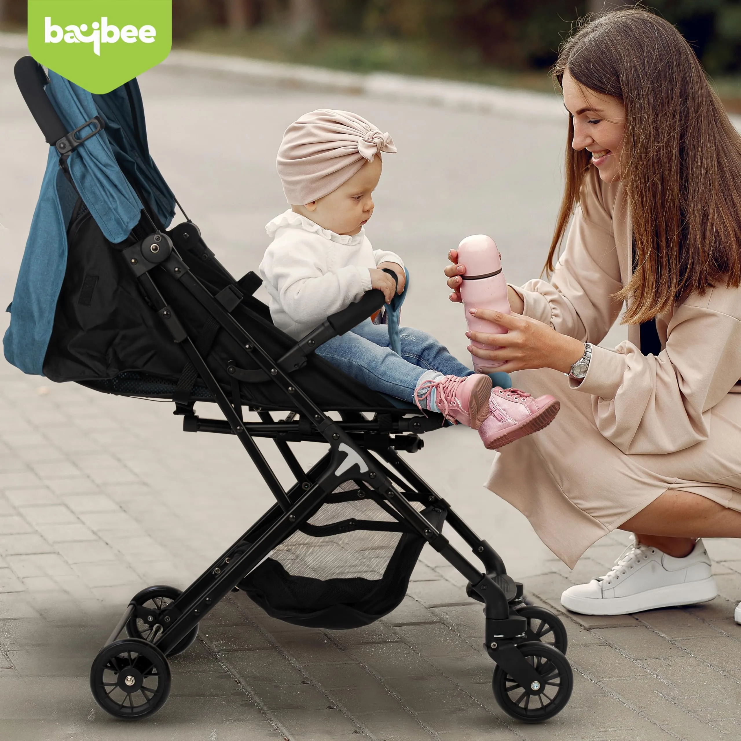 Baybee Infant Baby Pram Stroller for Newborn Babies with Metal Frame, 3-Position Adjustable Seat & Canopy, Bassinet, Parent Handle Bar