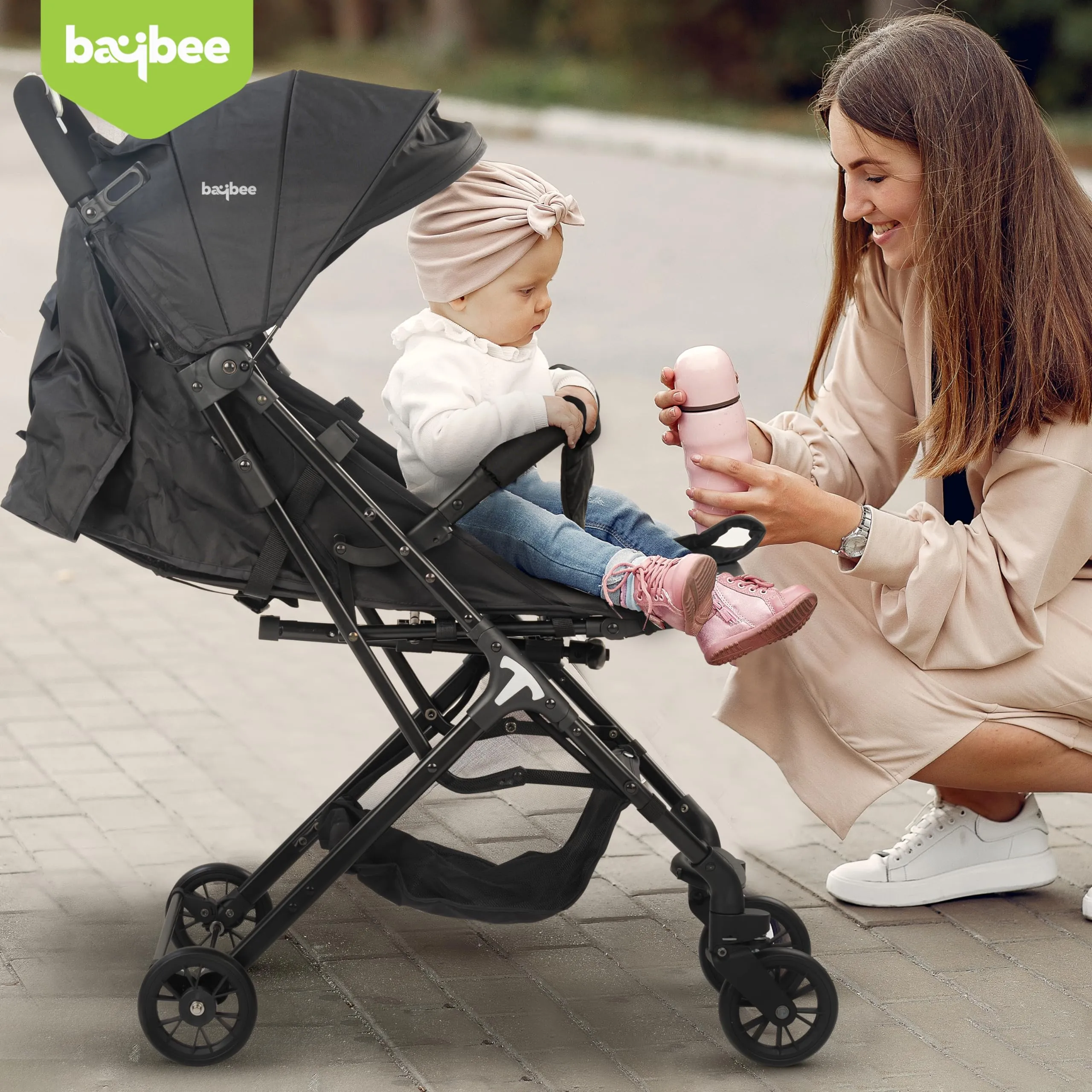 Baybee Infant Baby Pram Stroller for Newborn Babies with Metal Frame, 3-Position Adjustable Seat & Canopy, Bassinet, Parent Handle Bar