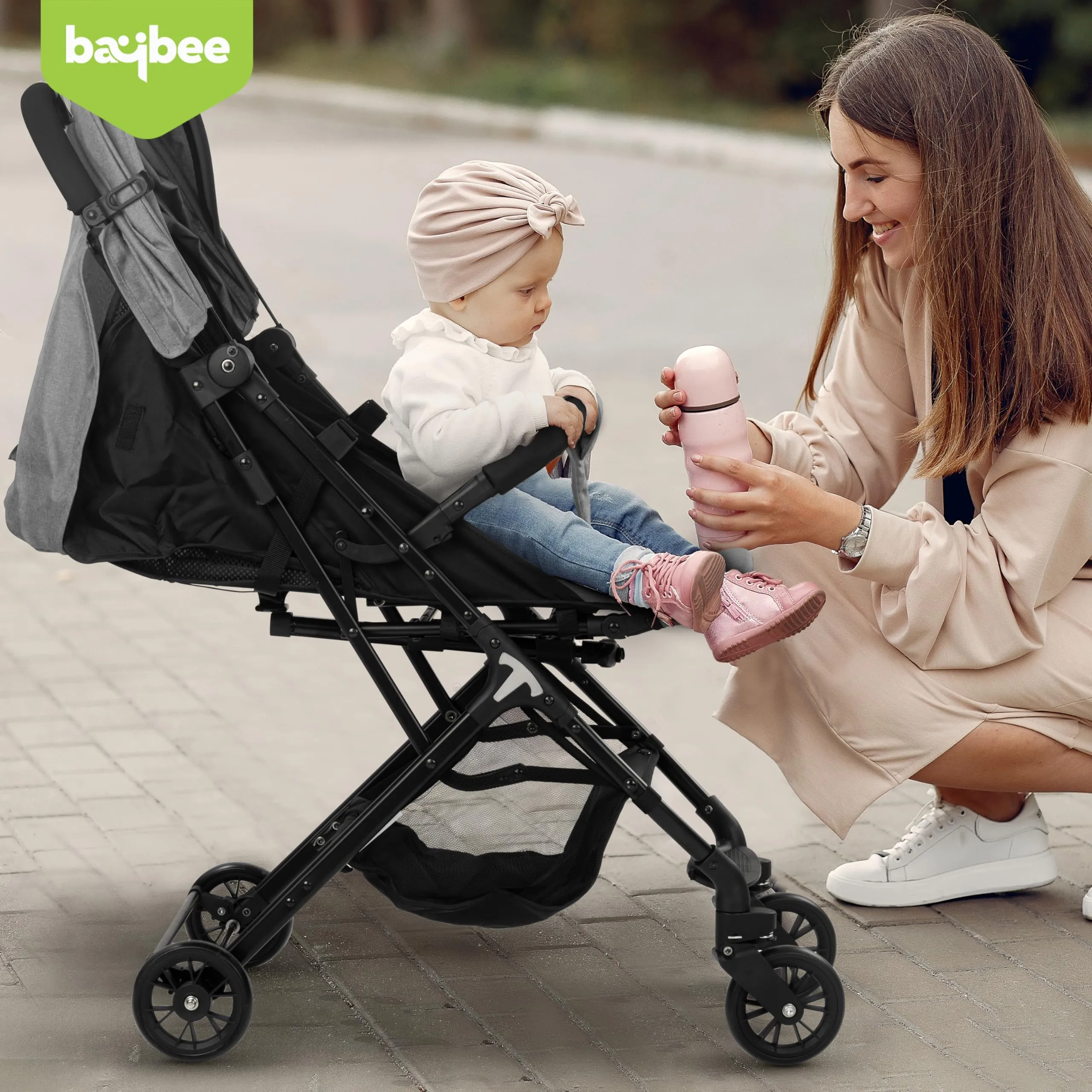 Baybee Infant Baby Pram Stroller for Newborn Babies with Metal Frame, 3-Position Adjustable Seat & Canopy, Bassinet, Parent Handle Bar