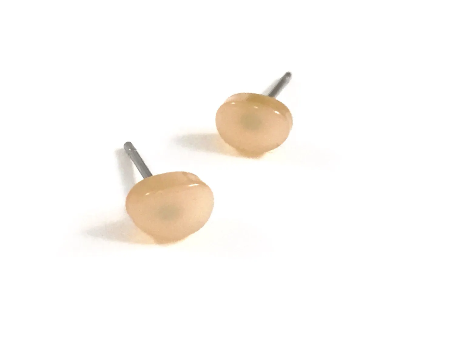 Beige Moonglow Tiny Oval Stud Earrings