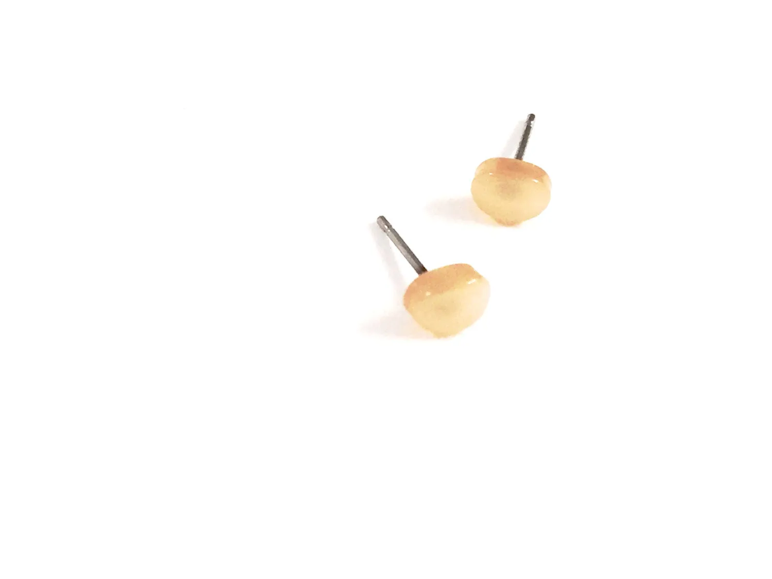 Beige Moonglow Tiny Oval Stud Earrings