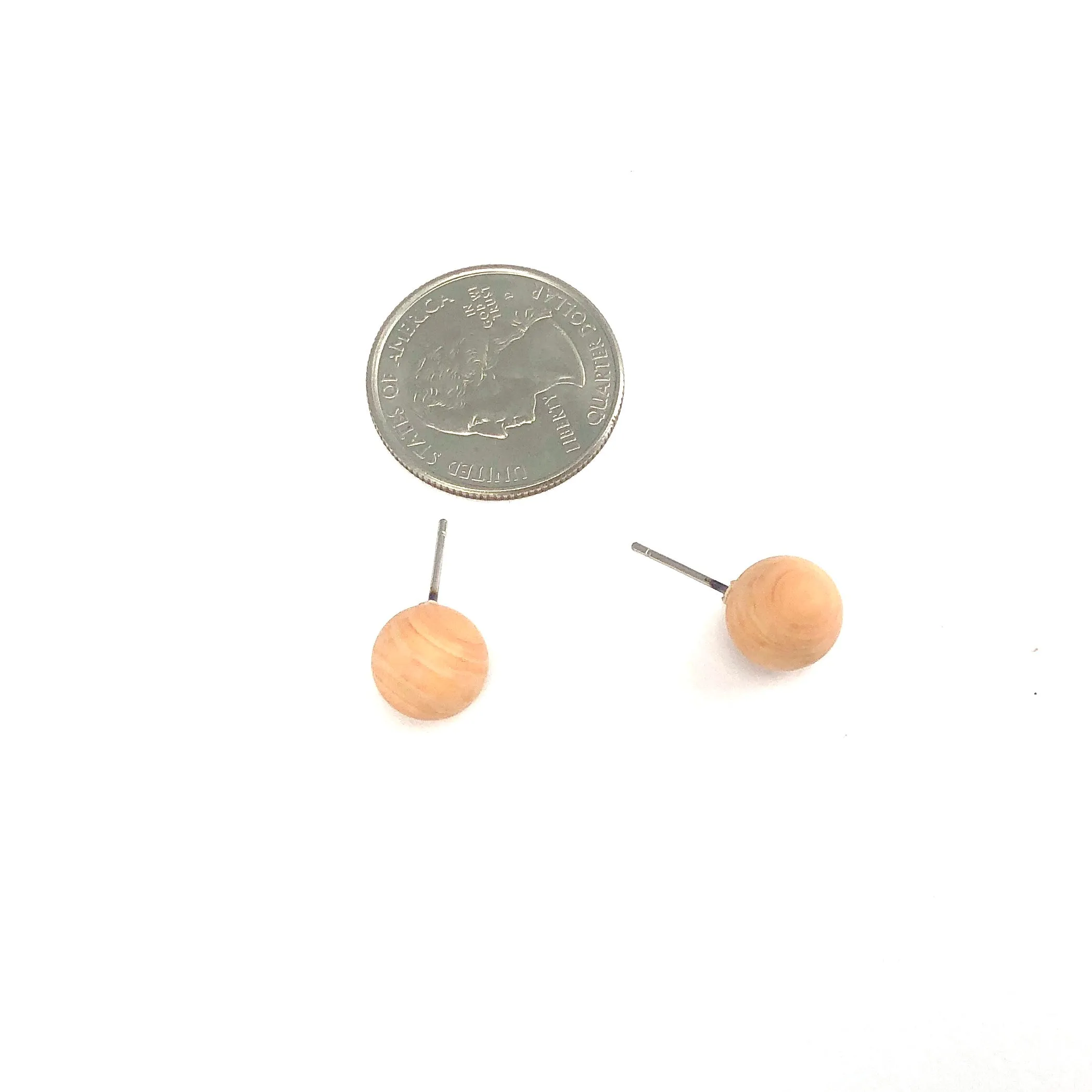 Beige Petite Orange Swirl Matte Studs Earrings