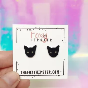 Black Cat Stud Earrings