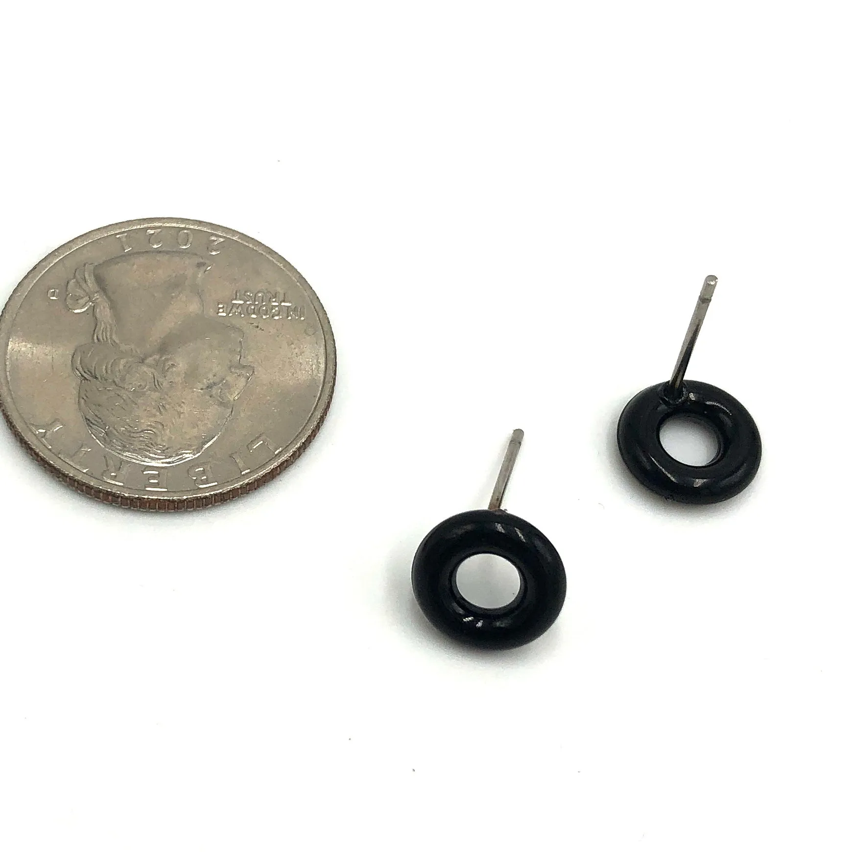 Black Donut Stud Earrings