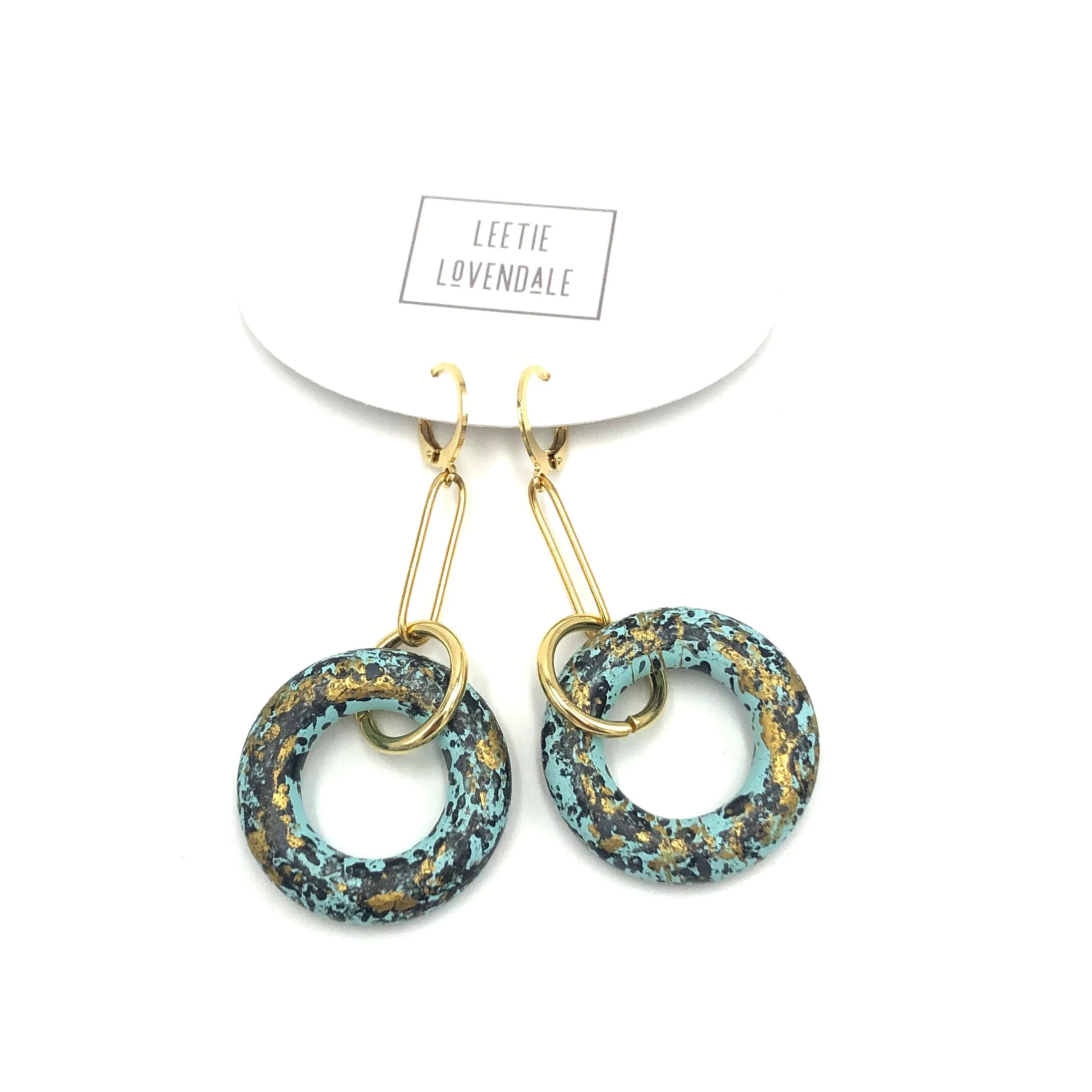 Blue & Gold Speckled Donut Earrings - UnBoxing #419