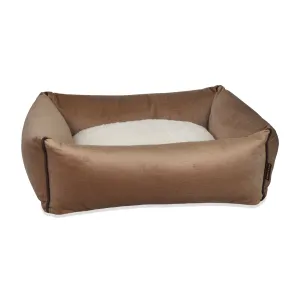 Bolster Pet Bed - Beige Velvet