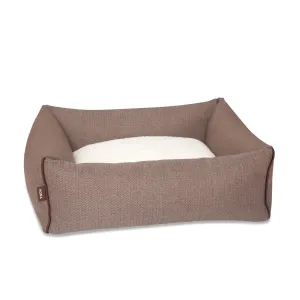 Bolster Pet Bed - Brown Herringbone