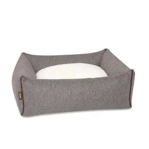 Bolster Pet Bed - Grey Herringbone