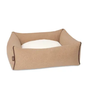 Bolster Pet Bed - Light Brown/Tan Flannel