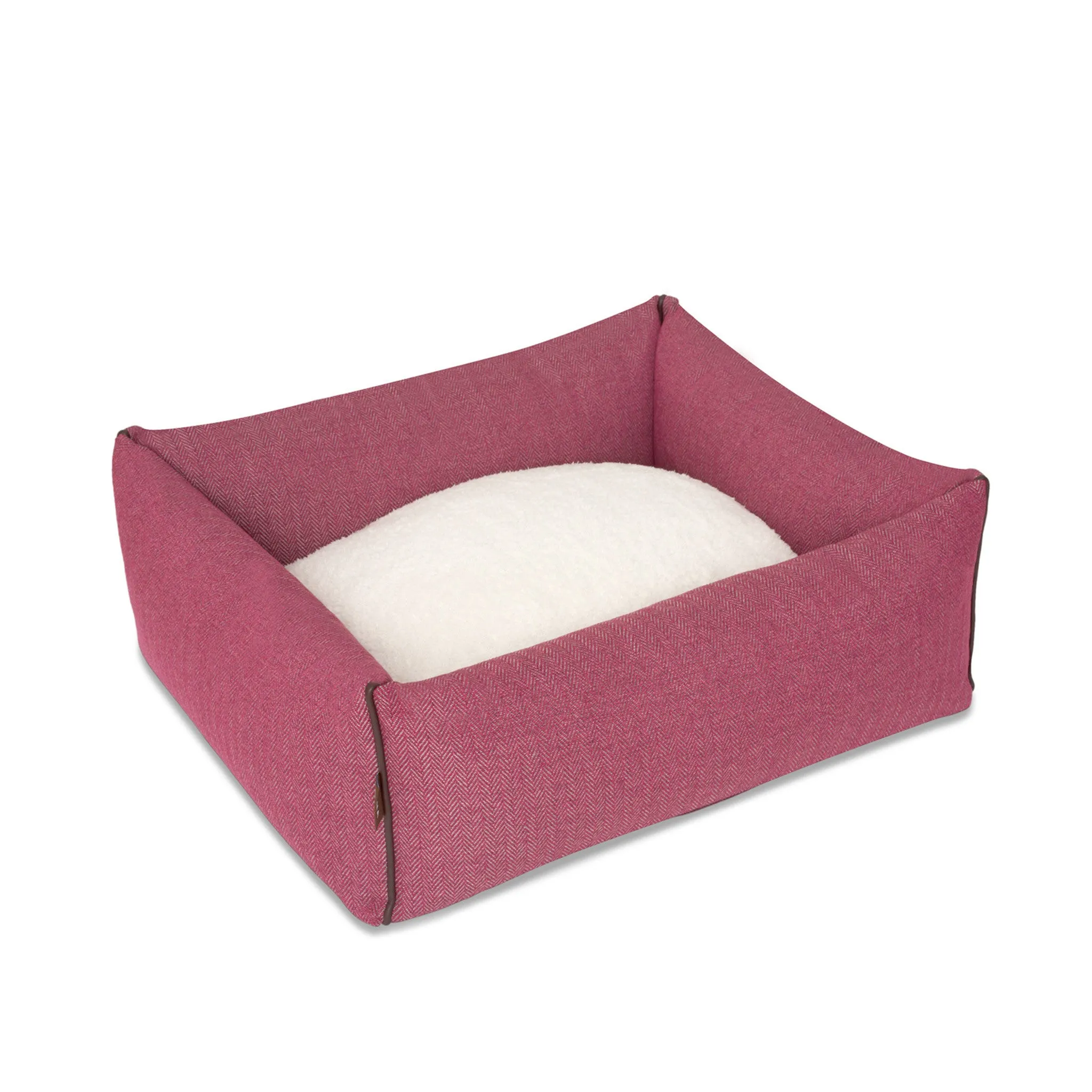 Bolster Pet Bed - Magenta/Pink Herringbone