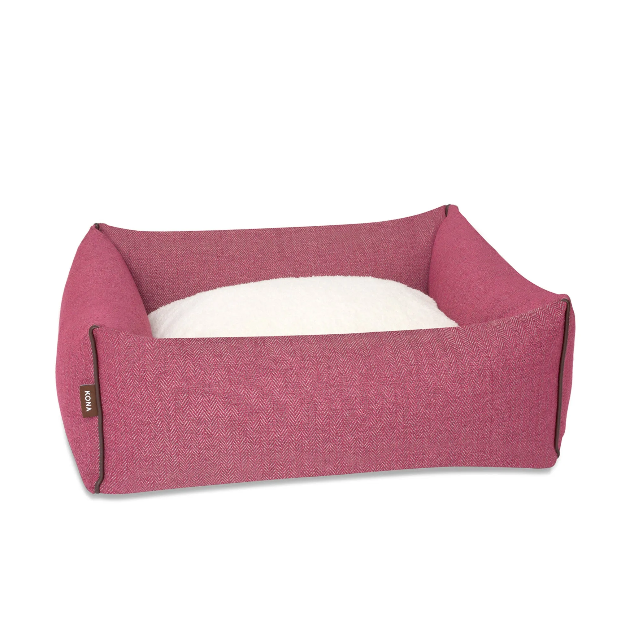 Bolster Pet Bed - Magenta/Pink Herringbone