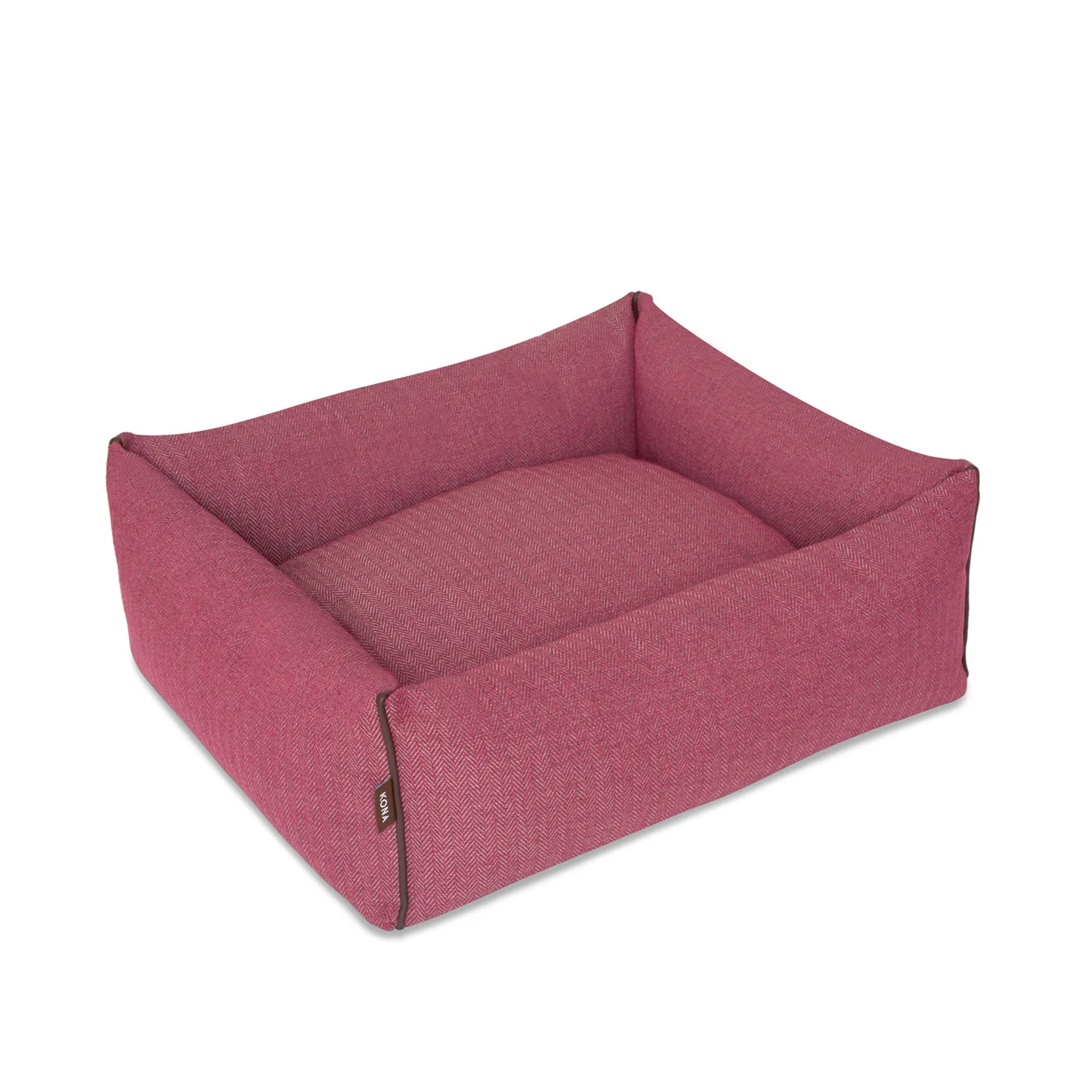 Bolster Pet Bed - Magenta/Pink Herringbone