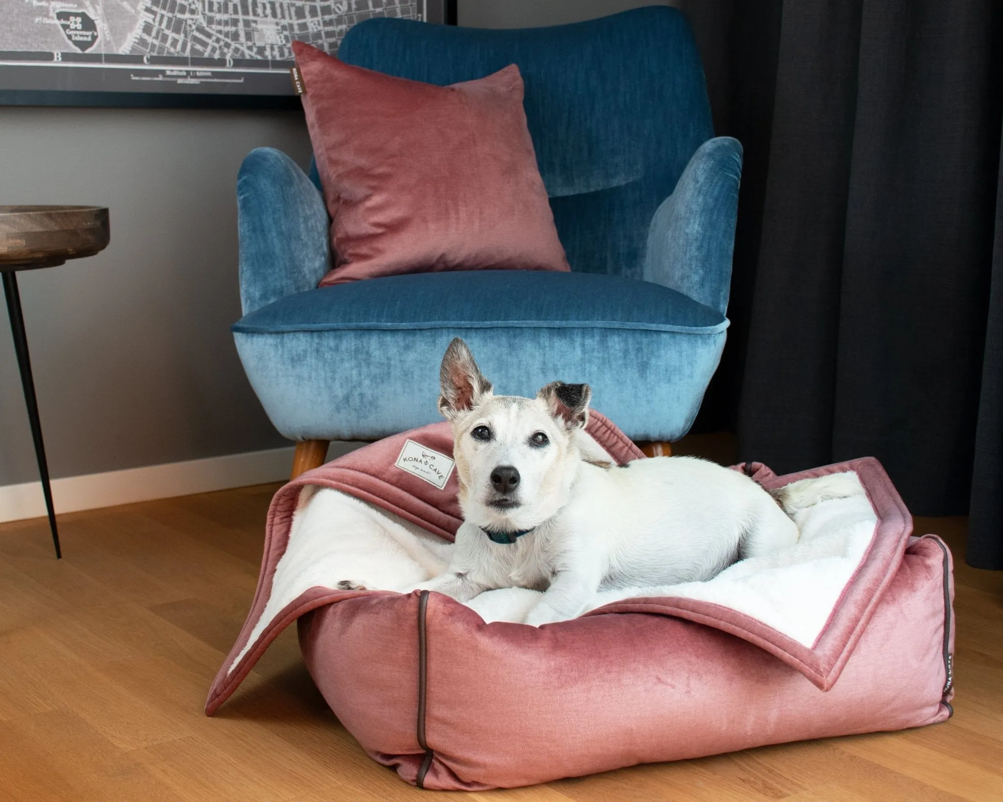 Bolster Pet Bed - Pale Pink Velvet