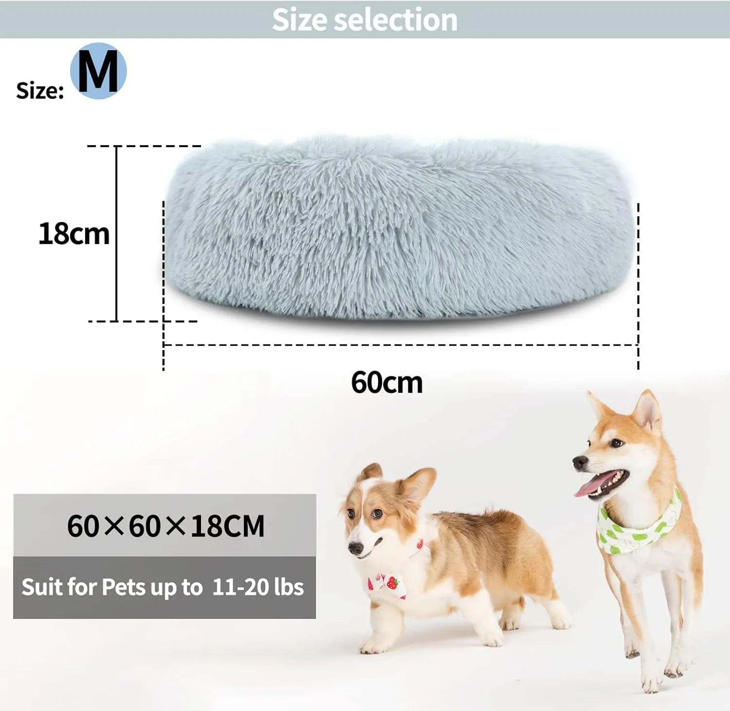 Calming Dog Bed, Anti-Anxiety Dount Dog Beds, Comfortable Cat Dog Cushion, Washable Faux Fur Dog Cat Bed, Comfy Cuddler Dog Beds Soft Fluffy Plush Pet Beds for Small Medium Large Dog and Cat