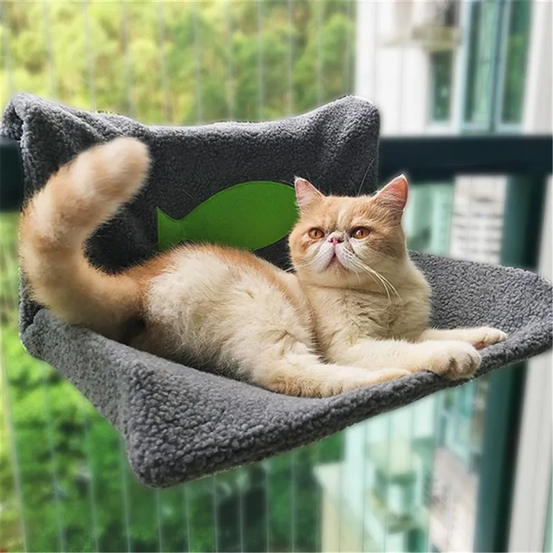 Cat Kitty Warm Hammock Bed Pet Hammocks Hanging Bed Soft Fleece Cat Beds Winter Warm Cat Window House Sofa