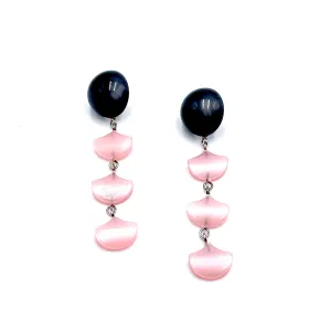 Charcoal & Pink Moonglow Drip Statement Earrings