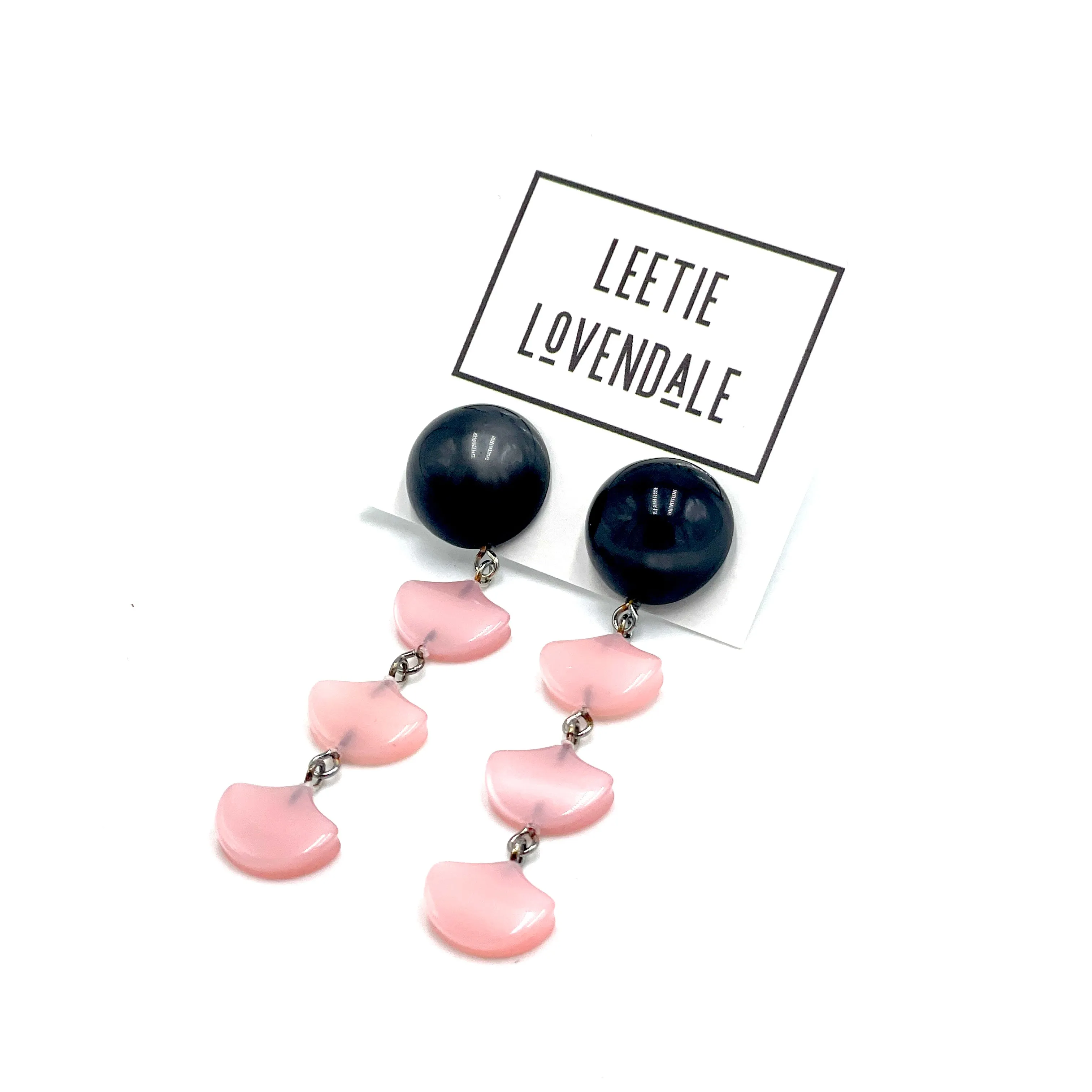 Charcoal & Pink Moonglow Drip Statement Earrings