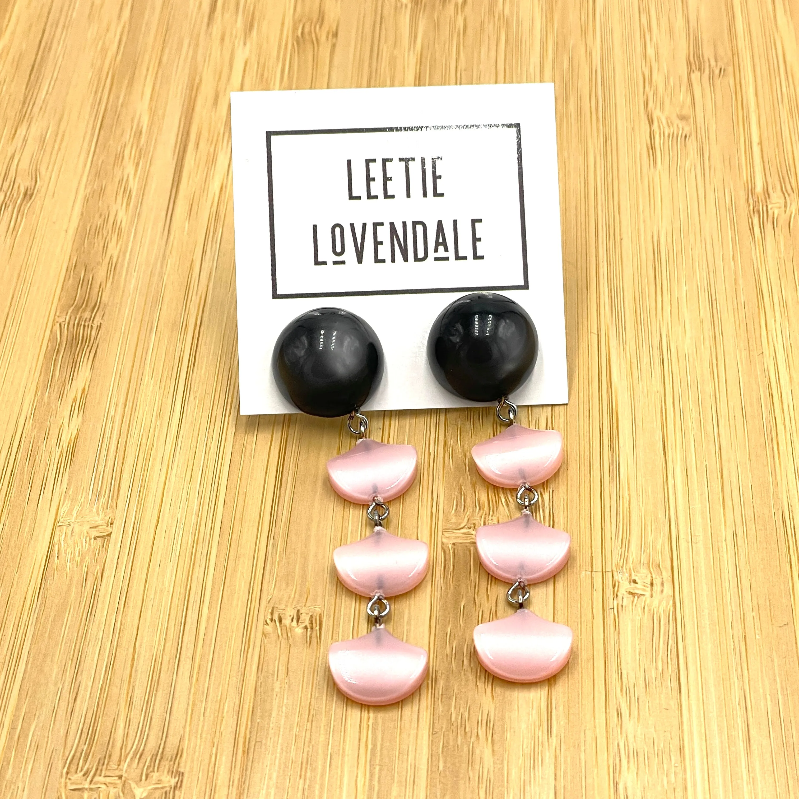 Charcoal & Pink Moonglow Drip Statement Earrings