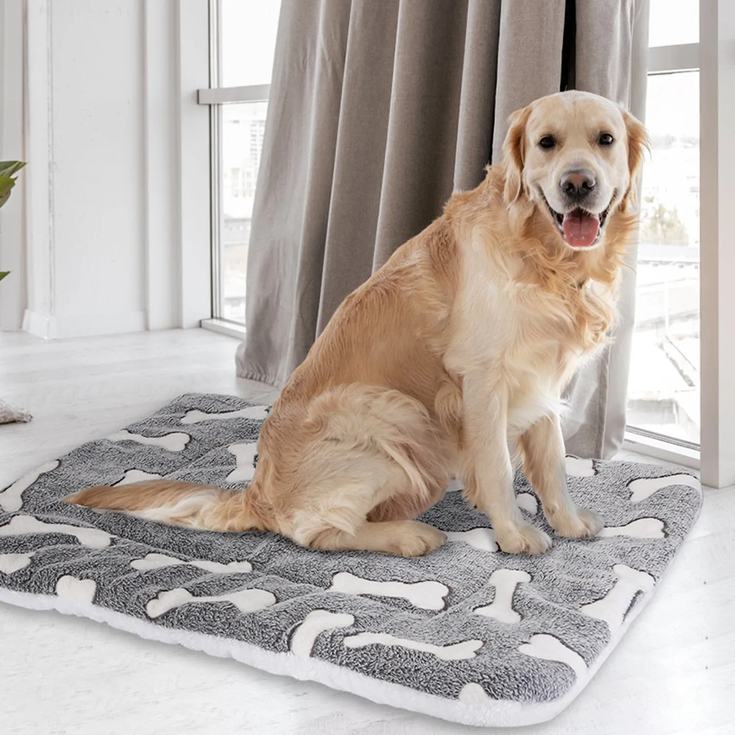 Comfortable Flannel Dog Crate Pad Reversible Cushion Carpet