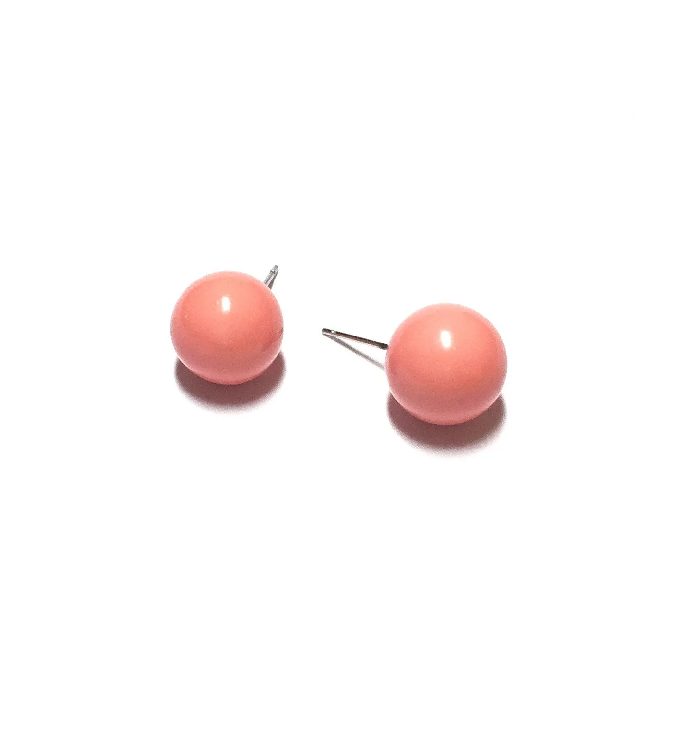 Coral Peach Ball Stud Earrings