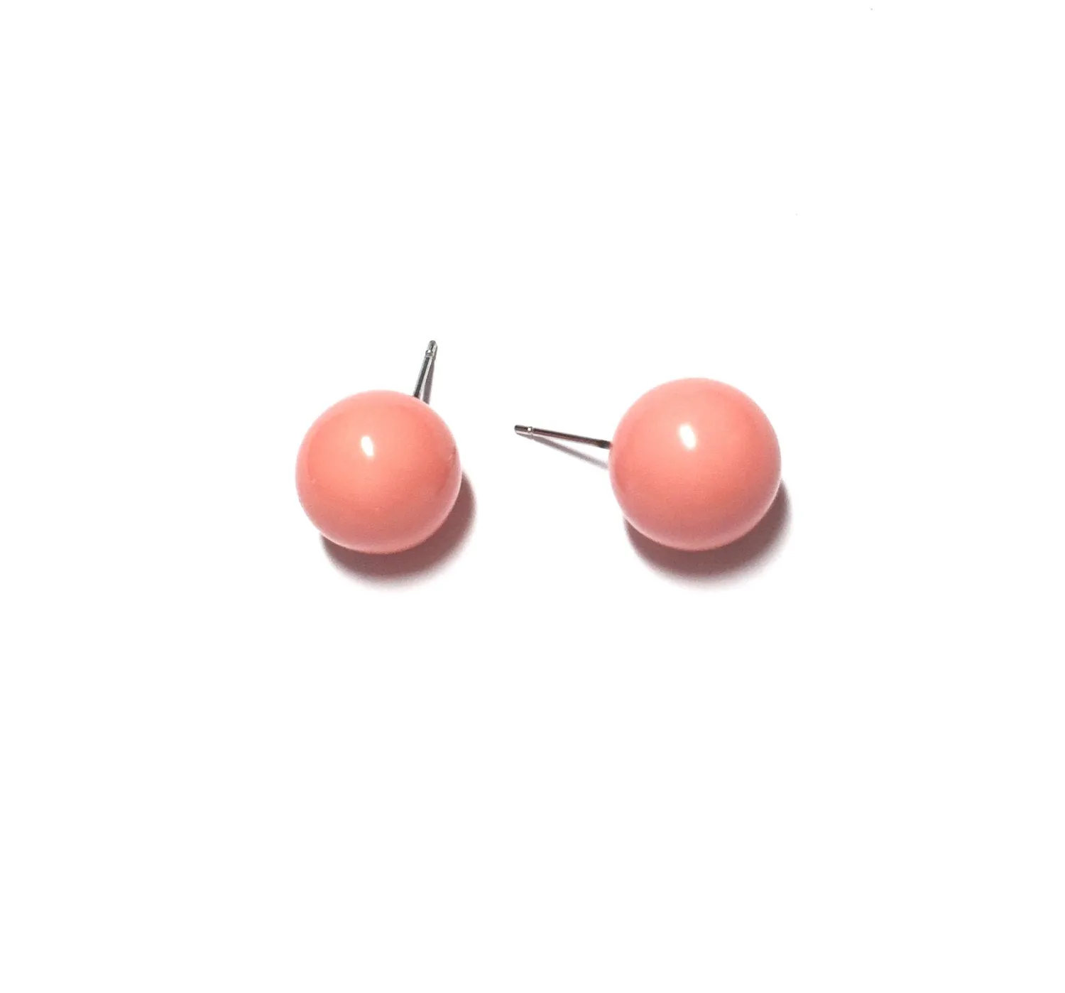 Coral Peach Ball Stud Earrings