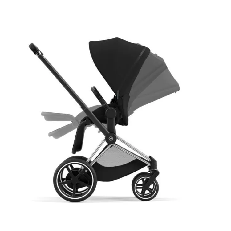 Cybex E-Priam 2 Stroller - Chrome/Black Frame   Deep Black Seat Pack