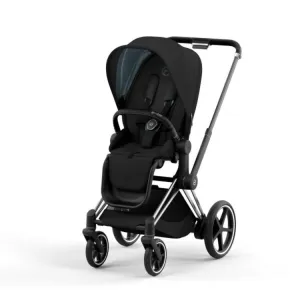 Cybex E-Priam 2 Stroller - Chrome/Black Frame   Deep Black Seat Pack