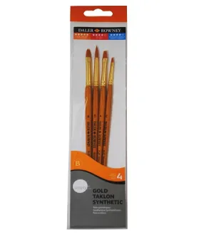 Daler Rowney Simply Short Handle Gold Taklon Brush Set # 3 Sh