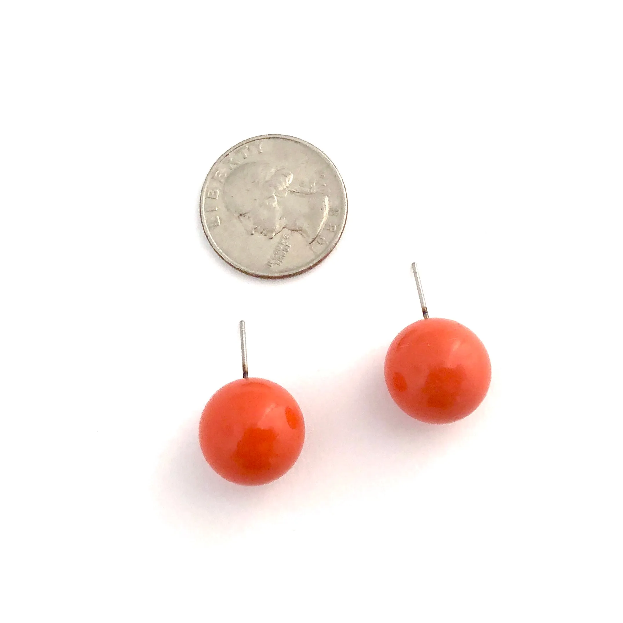 Dark Orange Jumbo Ball Stud Earrings