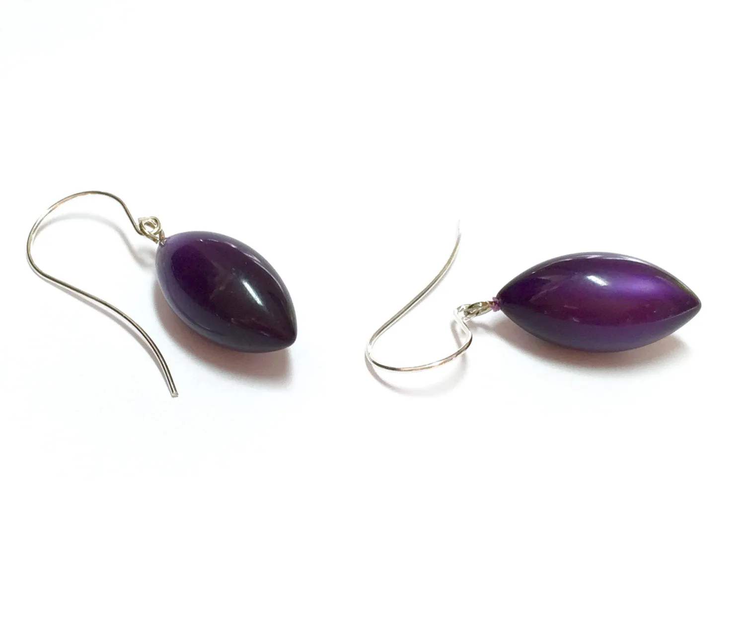 Dark Purple Moonglow Pod Drop Earrings