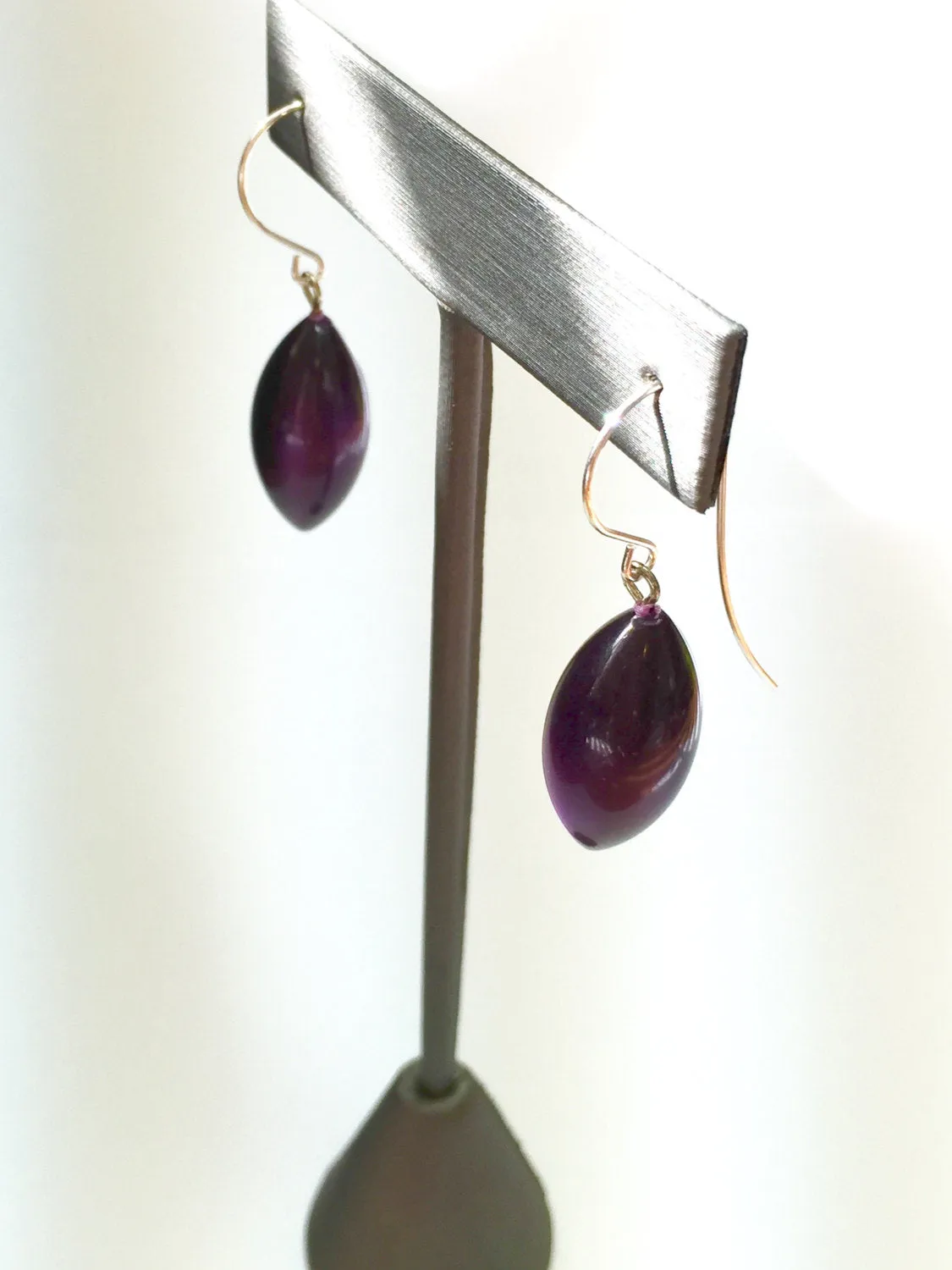 Dark Purple Moonglow Pod Drop Earrings