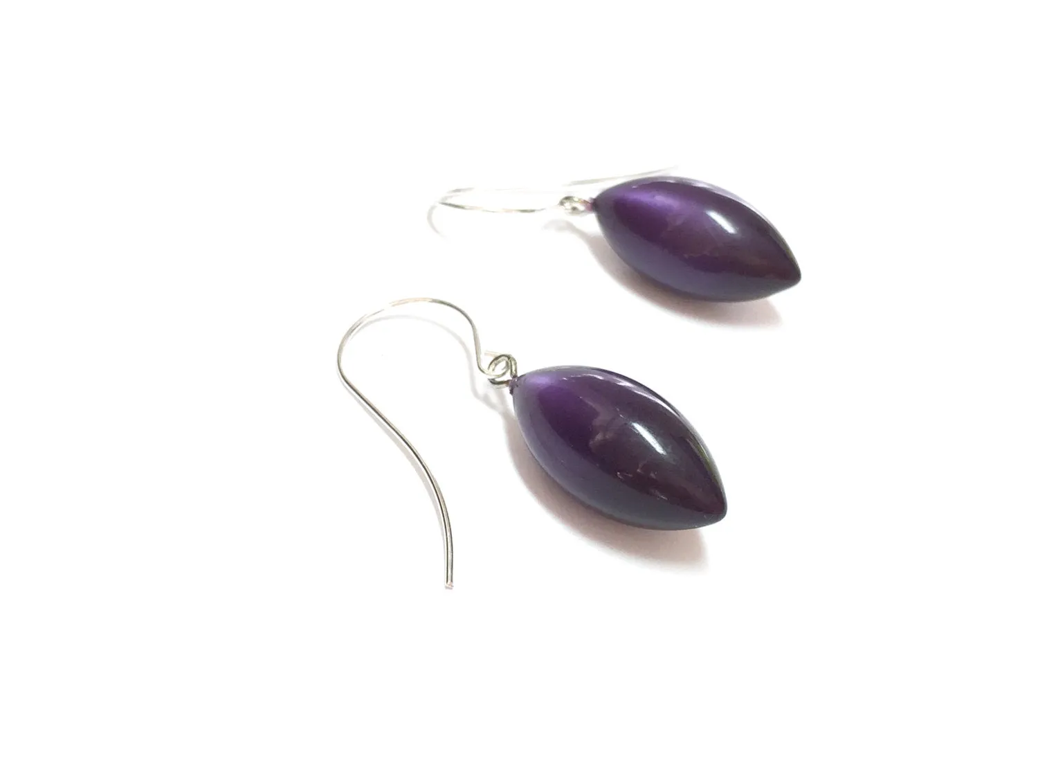 Dark Purple Moonglow Pod Drop Earrings