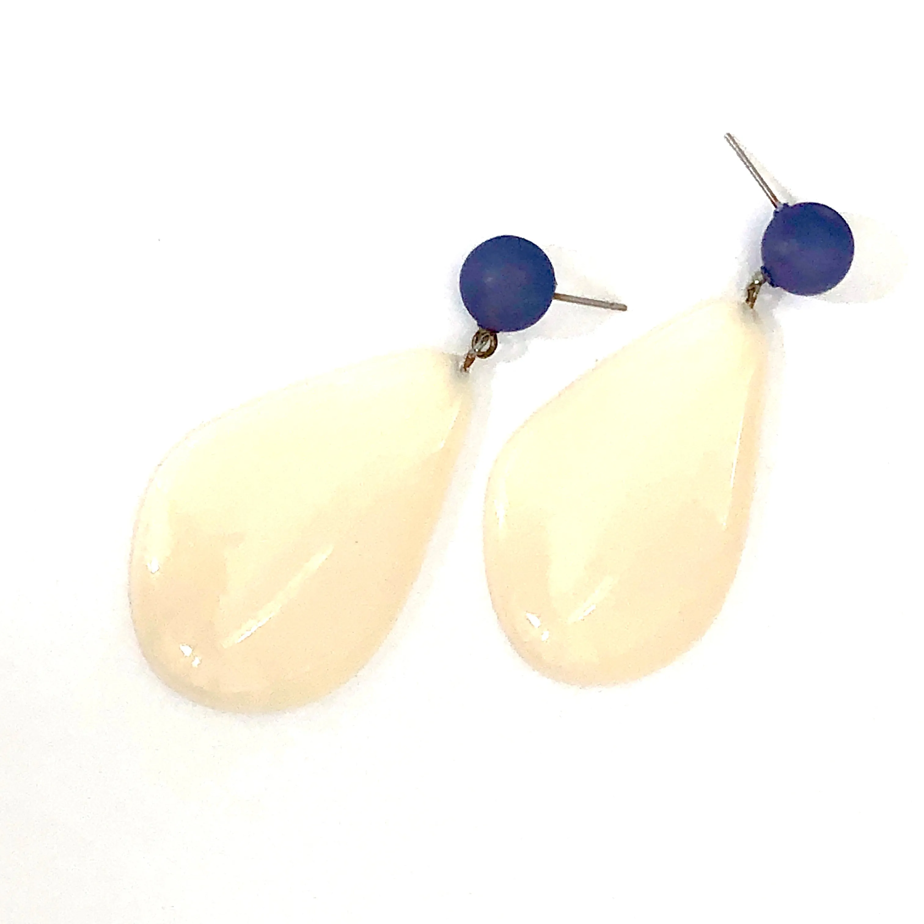 Denim Blue & Cream Avocado Drop Earrings