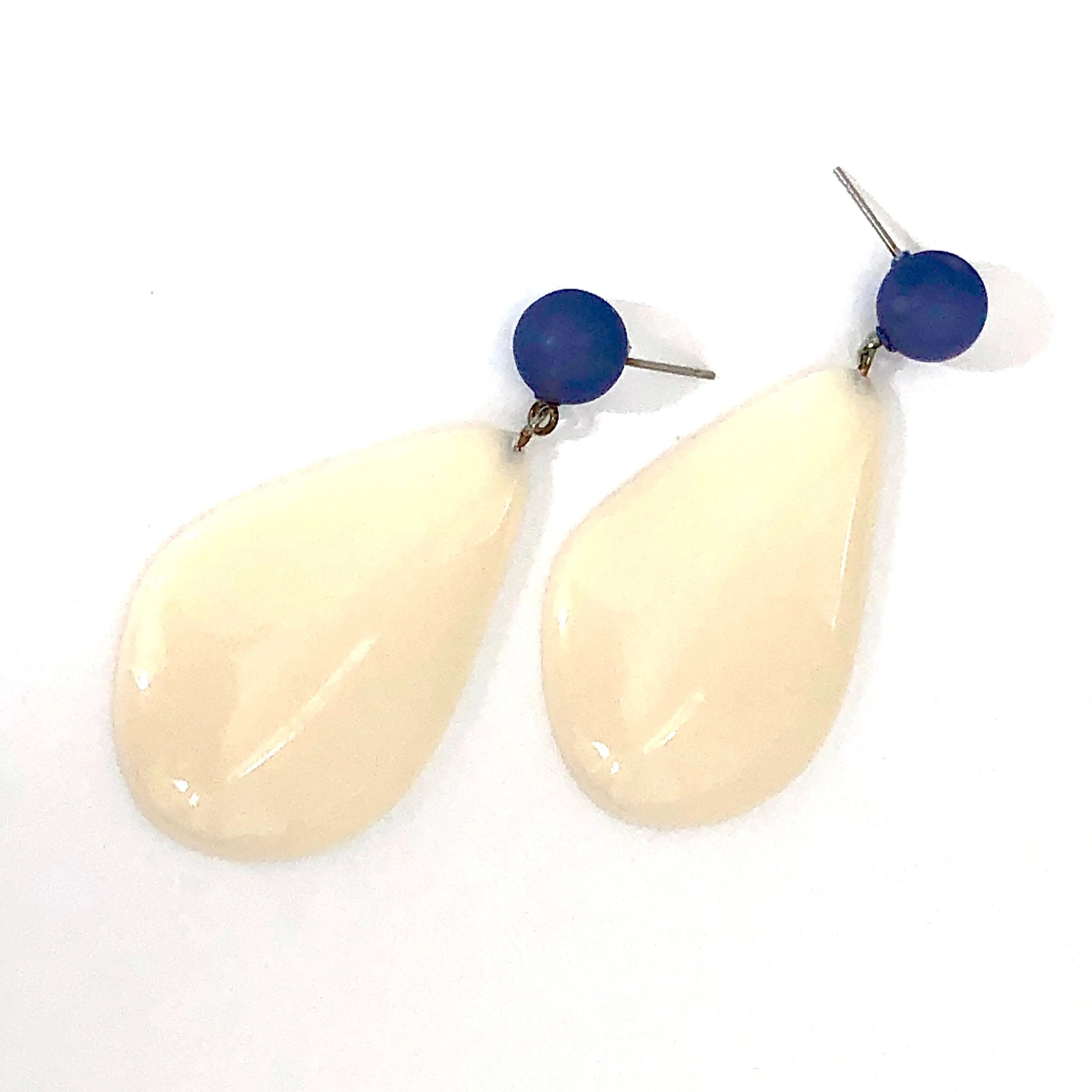 Denim Blue & Cream Avocado Drop Earrings