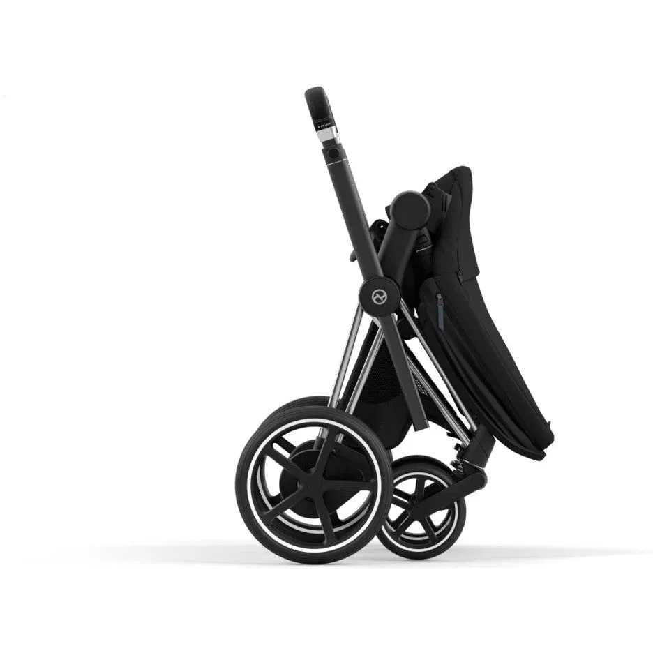 ePriam Smart Electric Stroller with Free Carry Cot - Chrome Frame / Black