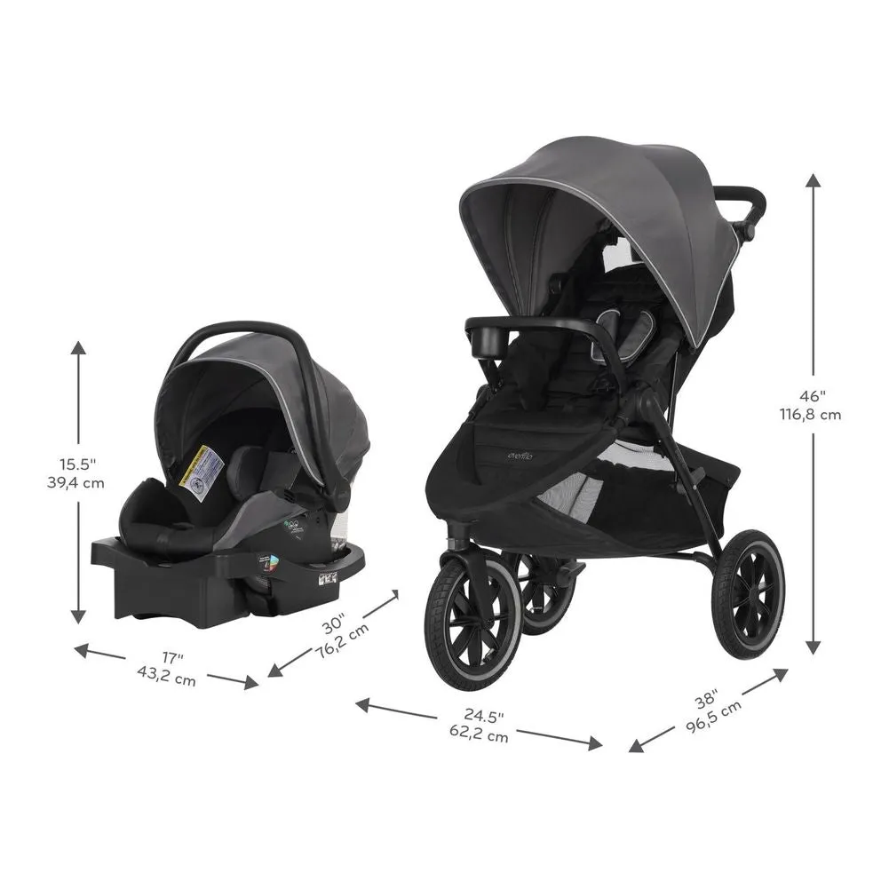 Evenflo Folio3 Stroll & Jog Jogging Travel System with LiteMax 35 Infant Car Seat - Avenue Gray